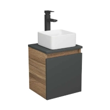 Тумба Bau Dream Blackwood 35 с ящиком, графит, раковина BAU Mini 37х23, смеситель для раковины высокий Hotel Still, нержавеющая сталь Тумба Bau Dream Blackwood 35 с ящиком, графит, раковина BAU Mini 37х23, смеситель для раковины высокий Hotel Still, нержавеющая сталь