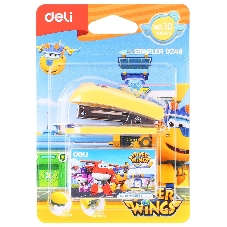 Степлер настольный Deli E0249 Super Wings 24/6 26/6 (12 листов), ассорти, 40 скоб, металл/пластик блистер