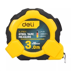 Рулетка Deli DL3795 3мx16мм, Автостоп, ударопрочный корпус, метрическая