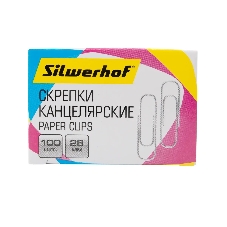 Скрепки Silwerhof 491029 металл 28мм (упаковка: 100 шт) картонная коробка