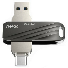 Флешка USB Netac US11 черный 64Gb USB Type-A + USB Type-C, metal/plastic case