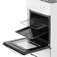 Плита комбинированная Flama RK 23-105 W белый, конфорок 4 шт, духовка 50 л, 50 см x 85 см x 60 см