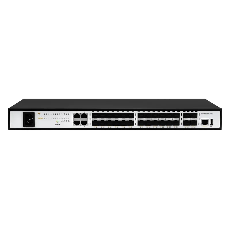 Коммутатор SNR SNR-S5210G-24FX, 20×1 Гбит/с SFP + 4×1 Гбит/с Комбо (RJ45/SFP) + 4×10 Гбит/с SFP+, управляемый