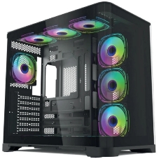 Компьютерный корпус Forza Forza FZ-G42B Seaview TG ATX Case, black, w/o psu, Curved Tempered glass front panel, 1x3,5