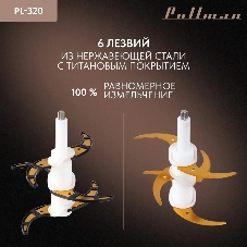 Измельчитель электрический Pullman PL-320, 1000Вт, 6 лезвий, стеклянная чаша 3 л
