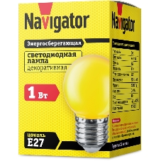 Лампа светодиодная Navigator NLL-G45-1-230-Y-E27 1 Вт шар E27 230В