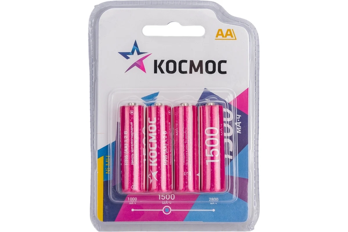 Аккумулятор AA/R6 NI-MN 1500мА.ч BP-4 (блист.4шт) КОСМОС KOCR6NIMH1500mAh4BL