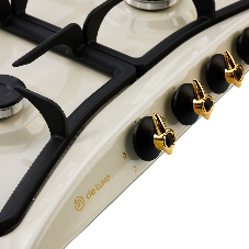 Варочная поверхность газовая De luxe 5840.00 гмв-050ЧР бежевый, конфорок 4 шт, 58 см x 8.6 см x 50 см