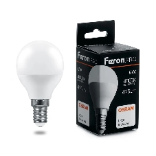 Лампа светодиодная Feron PRO LB-1406 (38066) 6 вт Е14 белый матовый шар Лампа светодиодная Feron PRO LB-1406 (38066) 6 вт Е14 белый матовый шар