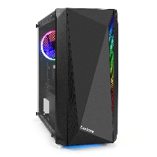 Компьютерный корпус Minitower ExeGate EX294384RUS Mistery R2 (mATX, без БП, 2*USB+1*USB 3.0, аудио, черный, 1 вент. 12см с RGb подсветкой и полоса на передней панели, боковая панель - закаленное стекло)