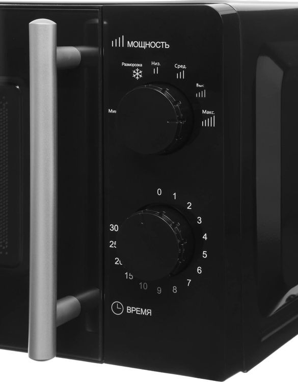 Микроволновая печь WILLZ MOS-1706MB черный, 17 л, 700 Вт, переключатели — поворотный механизм