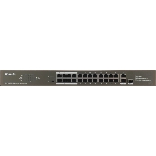 Коммутатор Tenda TEF1126P-24-250W, 24×100 Мбит/с PoE + 2×1 Гбит/с Uplink + 1×1 Гбит/с SFP Combo, неуправляемый