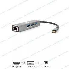 USB-концентратор USB 3.1 Type-Cm --> RJ-45+3port USB3.0(f) Aluminum Shell VCOM DH311A
