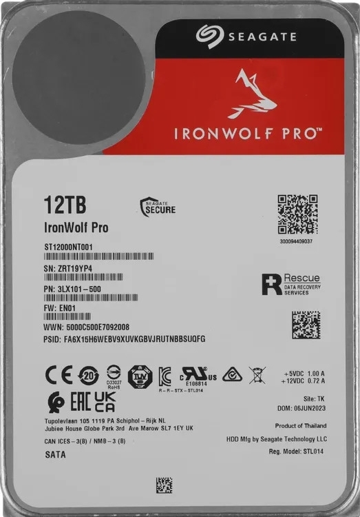 Жесткий диск HDD Seagate IronWolf Pro 12Tb 7200rpm SATA 256Mb 3.5