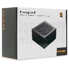 Блок питания Power Supply HSPD, 850W 80 PLUS Gold (ATX, 2.52, Full modular, 1x24(20+4)pin 600мм, 2xCPU 8(4+4)pin 700мм, 2xPCIe*2 8(6+2)pin 600+150мм, 2xSATA*3 500+150+150мм, 1xMOLEX*3 500+150+150мм, Active, 120x120мм, 150x140x86мм, APFC, OVP, OPP, SCP, UVP, OCP, OTP, NLO, SIP, black)