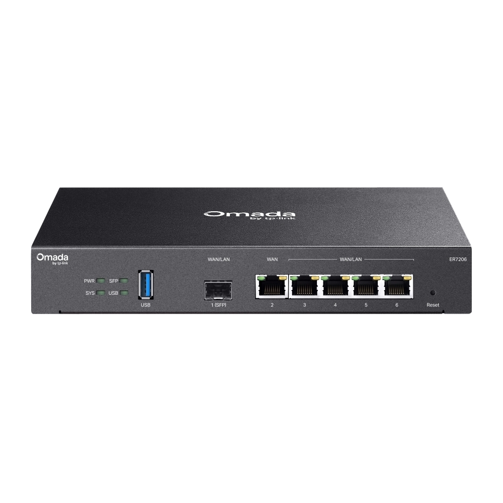 Маршрутизатор TP-Link TL-ER7206, 1×1 Гбит/с SFP WAN + 1×1 Гбит/с WAN + 2×1 Гбит/с WAN/LAN + 2×1 Гбит/с LAN, управляемый