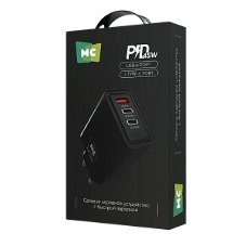 Сетевое зарядное устройство MORE CHOICE NC90 1USB+2Type-C 3.0A PD 45W, черный