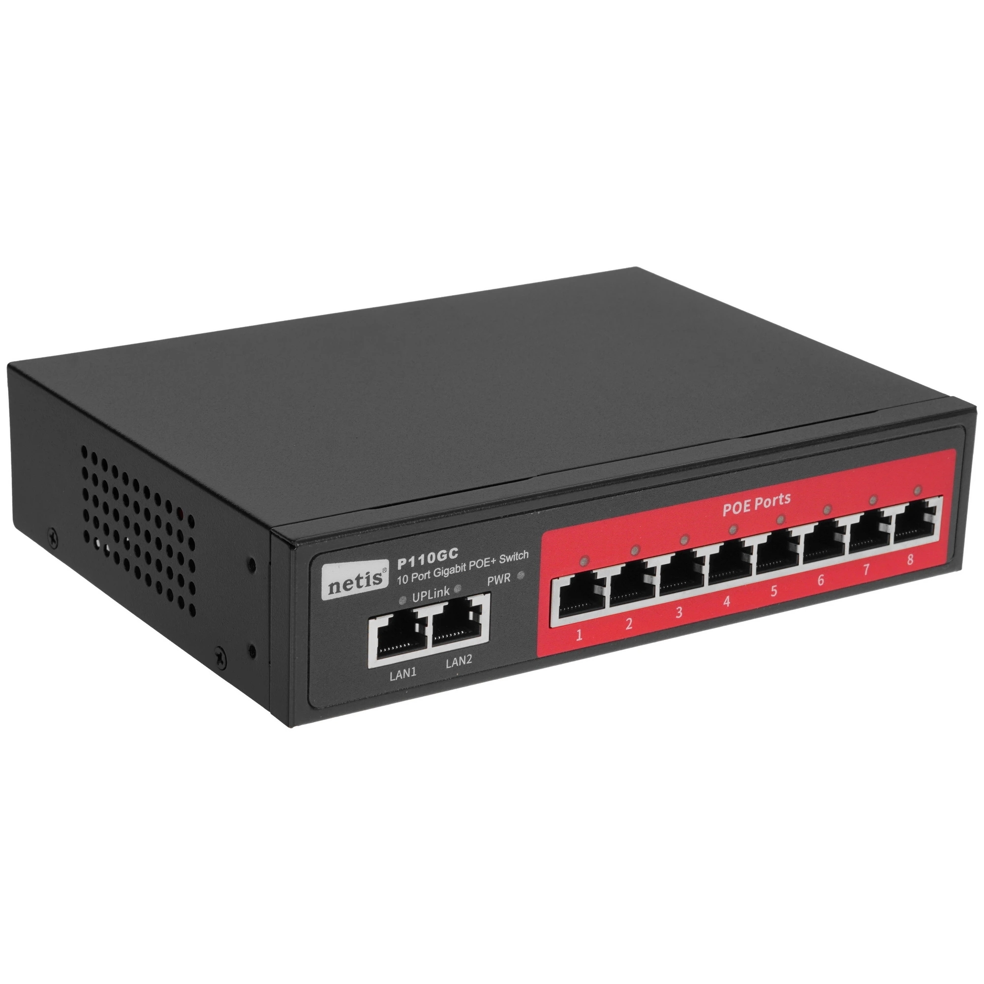 Коммутатор Netis P110GC, 8×1 Гбит/с PoE+ + 2×1 Гбит/с, неуправляемый