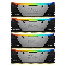 Оперативная память Kingston Fury Renegade, DDR4, 64GB (4x16GB), 3600MHz, CL16, DIMM, с радиатором, RGB, серебристый/черный