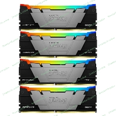 Оперативная память Kingston Fury Renegade, DDR4, 64GB (4x16GB), 3600MHz, CL16, DIMM, с радиатором, RGB, серебристый/черный