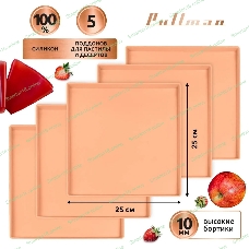 Поддон для пастилы Pullman PL-Q25-5 силикон квадратный универс. 5 шт в комплекте 25х25х1 см, персиковый