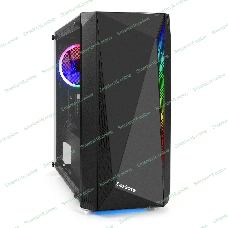 Компьютерный корпус Minitower ExeGate Mistery R2-NPX400 (mATX, БП 400NPX с вент. 12 см, 2*USB+1*USB 3.0, аудио, черный, 1 вент. 12см с RGb подсветкой и полоса на передней панели, боковая панель - закаленное стекло)