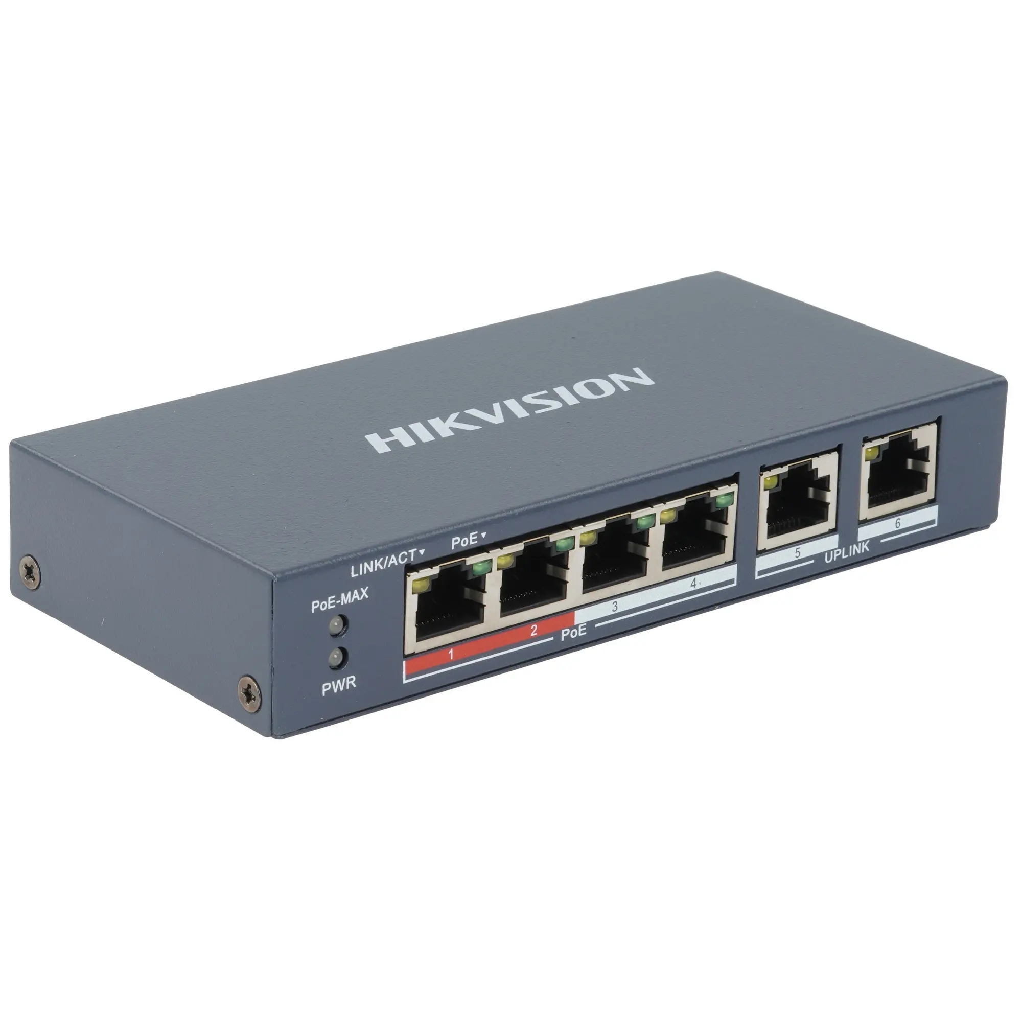 Коммутатор Hikvision DS-3E0106P-E/M(B), 4×100 Мбит/с PoE + 2×100 Мбит/с, неуправляемый