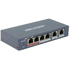 Коммутатор Hikvision DS-3E0106P-E/M(B), 4×100 Мбит/с PoE + 2×100 Мбит/с, неуправляемый