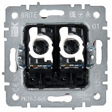Розетка компьютерная двойная IEK BRITE РК10-2-БрБ RJ45 кат.5E белый