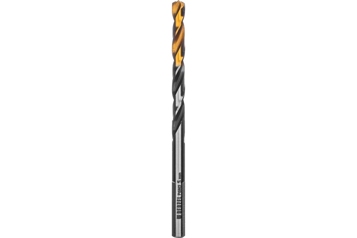 Сверло спиральное по металлу Denzel 5 x 86мм, Р6М5, Golden Tip, многогранная заточка