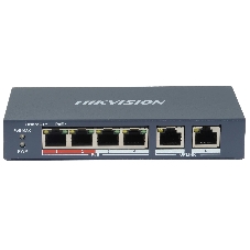 Коммутатор Hikvision DS-3E0106P-E/M(B), 4×100 Мбит/с PoE + 2×100 Мбит/с, неуправляемый