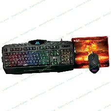 Комплект клавиатура+мышь Qumo Wartime проводной, USB, 3200 DPI, чёрный