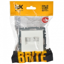 Розетка компьютерная двойная IEK BRITE РК10-2-БрБ RJ45 кат.5E белый