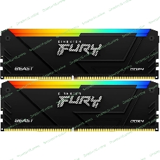 Оперативная память Kingston Fury Beast, DDR4, 64Gb (2x32Gb), 3600MHz, CL18, DIMM, с радиаторами, RGB, черный