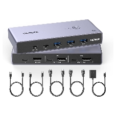 Переключатель UGREEN CM692 25961_ 8K/60Hz HDMI 2.1 KVM Switch 2-in-1 Out With Desktop Controller. Цвет: серый