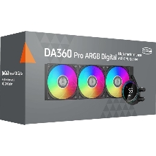 Система охлаждения PCCooler DA360 Pro ARGb Digital BK (300W, 360мм, LED temp., Black, ARGb/Fans: 3x120мм, 75.8CFM, 33.7dBA, 2200RPM/Pump height 57мм, 28dBA, 3000RPM, Rad thickness 27мм/S: 1851, 1700, 1200, 20XX, 115X, AM5, AM4)