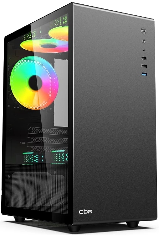 Компьютерный корпус CBR mATX Minitower V500, без БП, 1хUSB 3.0, 2хUSB 2.0, HD Audio+Mic, закаленное стекло, черный PCC-MATX-V500-WPSU