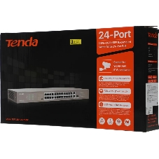 Коммутатор Tenda TEF1126P-24-250W, 24×100 Мбит/с PoE + 2×1 Гбит/с Uplink + 1×1 Гбит/с SFP Combo, неуправляемый