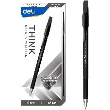 Набор ручек шариковых Deli Think EQ8-BK, черные чернила (12шт), линия 0.5мм