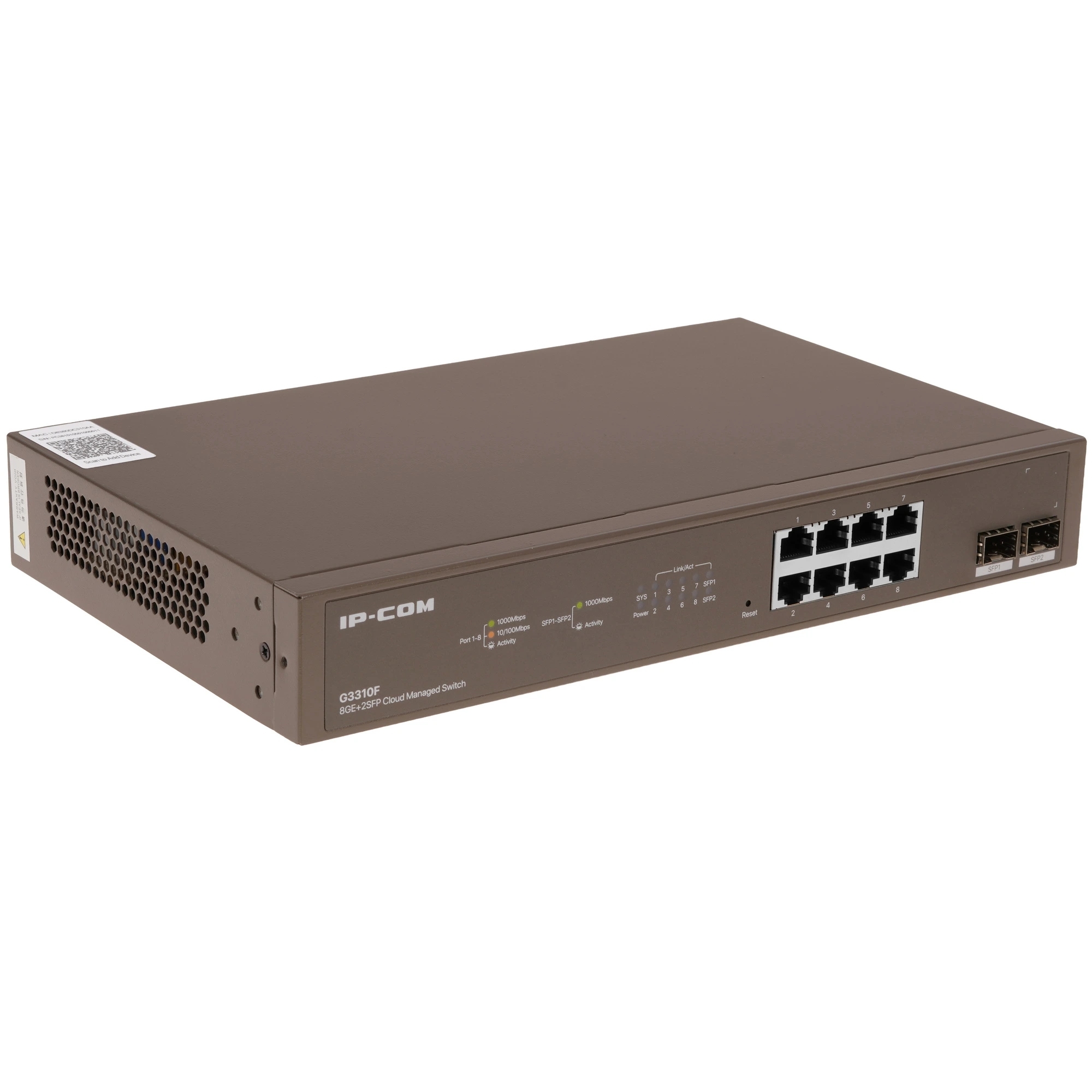 Коммутатор IP-COM G3310F, 8×1 Гбит/с + 2×1 Гбит/с SFP, управляемый