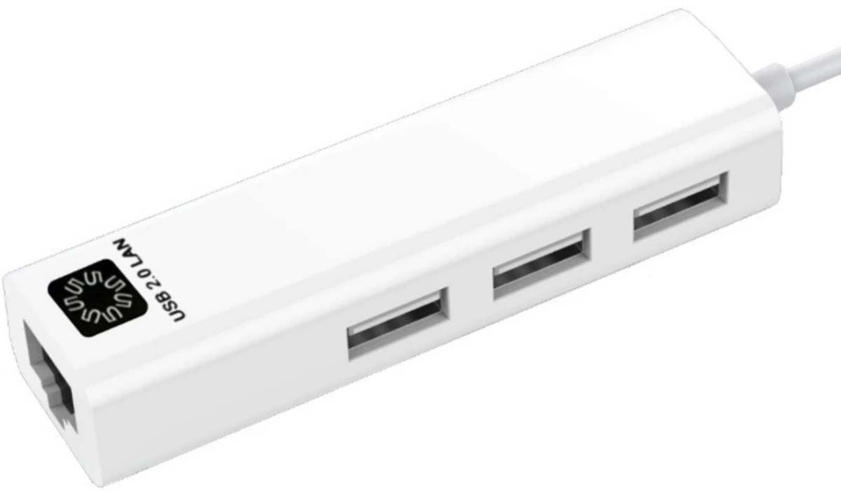 Кабель-адаптер 5bites UA2-45-06WH USB2.0, 3*USB2.0, RJ45 100MB, белый