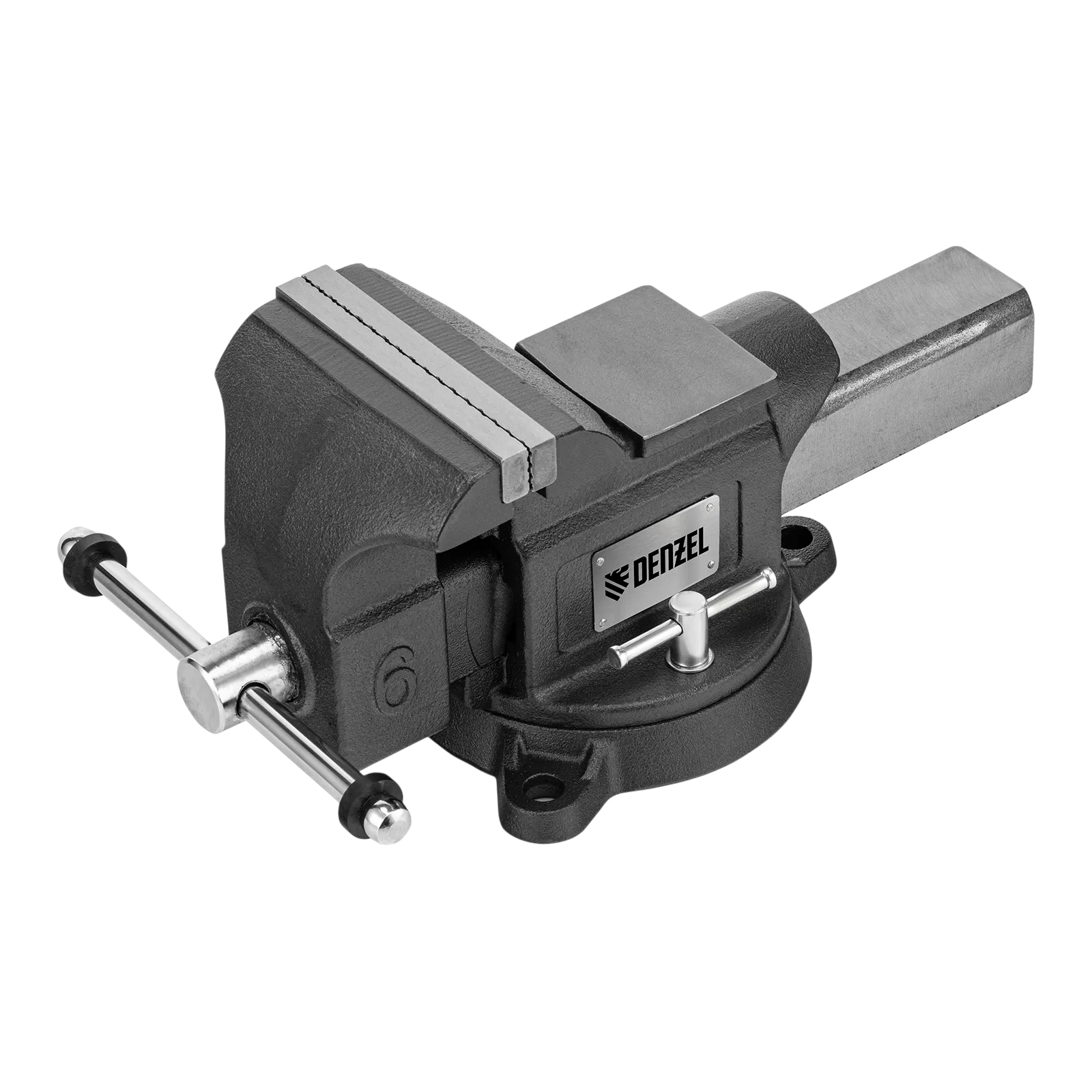 Тиски слесарные Denzel BVH-150 150 мм, поворотные, стальная направляющая, с наковальней