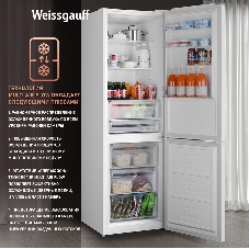 Холодильник Weissgauff WRK 2000 Total NoFrost Inverter нержавеющая сталь двухкамерный 240/95л морозилка снизу