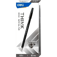 Набор ручек шариковых Deli Think EQ8-BK, черные чернила (12шт), линия 0.5мм