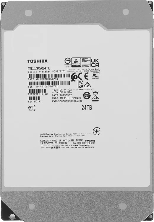 Жесткий диск HDD Toshiba MG11 24Tb 7200rpm SAS 1024Mb 3.5