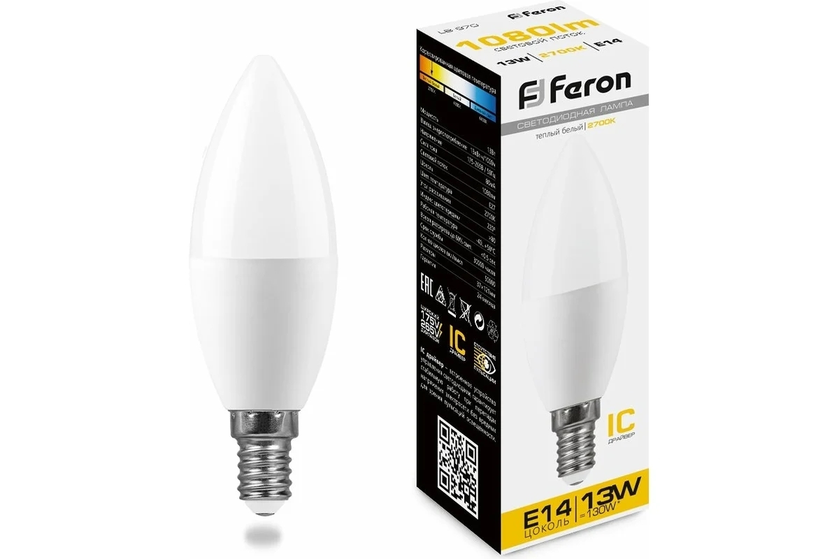 Лампа светодиодная Feron LB-970 13Вт E14 теплый матовая свеча