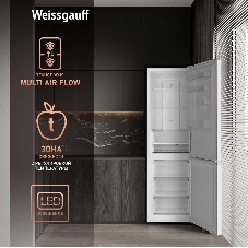 Холодильник Weissgauff WRK 2000 Total NoFrost Inverter нержавеющая сталь двухкамерный 240/95л морозилка снизу
