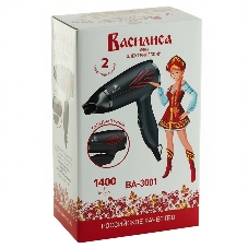 Фен Василиса ВА-3001 черный/красный, 1400 Вт, компактный
