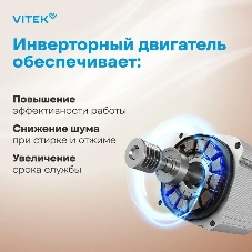 Стиральная машина Vitek VT-WSE8201 белый, загрузка фронтальная 8 кг, 1200 об/мин, класс A+++