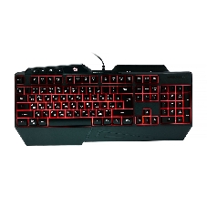 Проводная игровая клавиатура Gembird KB-G450L, полноразмерная, 104кл+4доп, 12Fn, подсветка 3 цвета, подставка для тел, 1.5м, черная